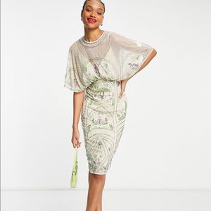 ASOS DESIGN batwing embellished pencil dress